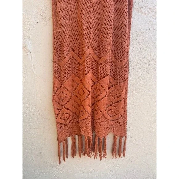 Cupshe NEW Rust Crochet Fringe Mini Dress Festival Mesh Boho Indie Hippie - Picture 10 of 12